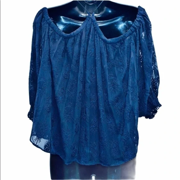 Rebecca Taylor Lace Off The Shoulder Top Size 4 - Picture 2 of 8